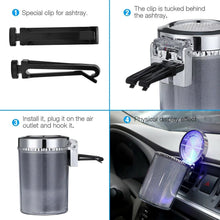 Premium Quality LED Illuminated Car Ashtray with Lid and Detachable Holder (1 Pc)