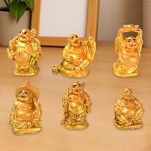 Golden Laughing Buddha Set Of Six Pieces Statue For Happiness, Wealth & Good luck Decor For Wealth and Success (6 Pcs Set)