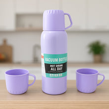 Vacuum Flask Set – Stainless Steel Thermos with 3 Cups, Approx 500ml