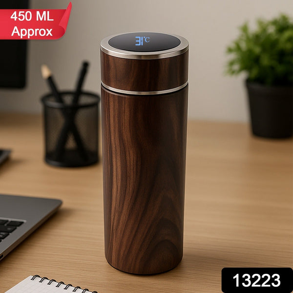 LED Display Thermos Bottle with Wood Texture