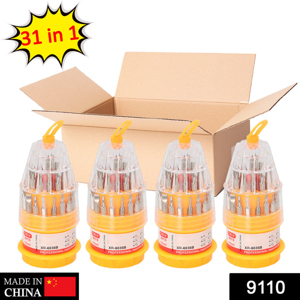 9110 (Set Of 4pc) Screwdriver Set Steel 31 In 1 With 30 Screwdriver Bits Professional Magnetic Driver Set
